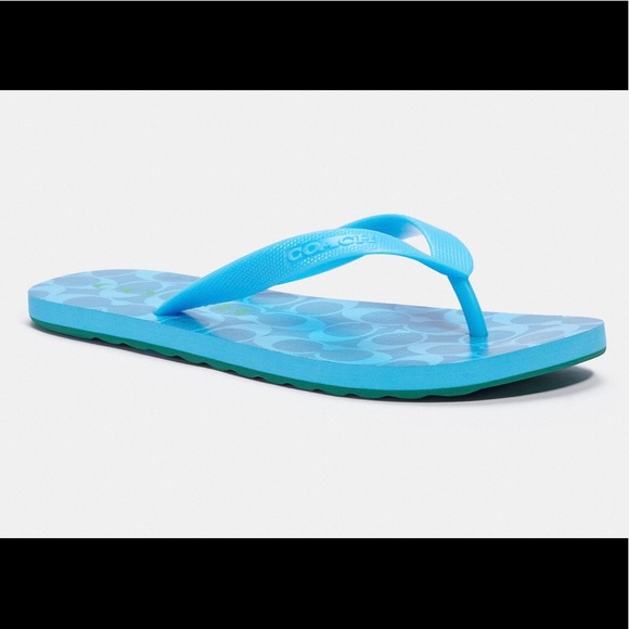 NEW Coach Zak Signature Striped Flip Flop Sandals - Picture 2 of 12